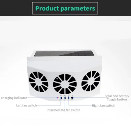 
Solar/USB Dual Charging Vehicle Cooling Tool Car Exhaust Fan Vehicle Air Circulation Smoke Exhaust Fan Car Ventilation Fan 