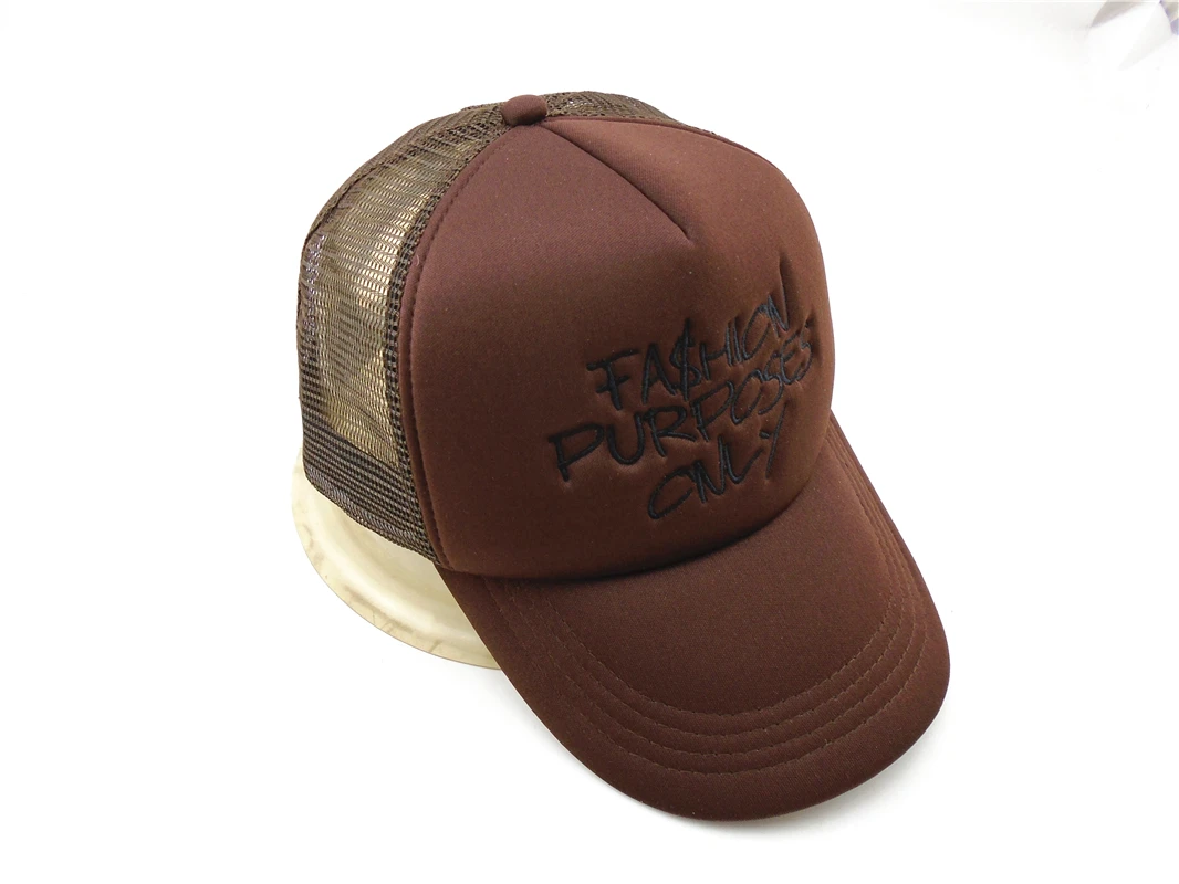 Australia Advertising Promotions Wholesale Free Sample adults size brown Mesh Foam Sport Gorras Embroidered logo trucker cap hat