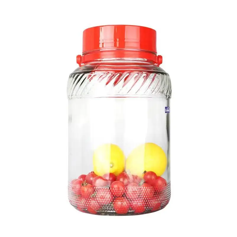 Wide Mouth 5 Gallon Glass Mason Plum Jar With Plastic Lid With Handle For Fermentation