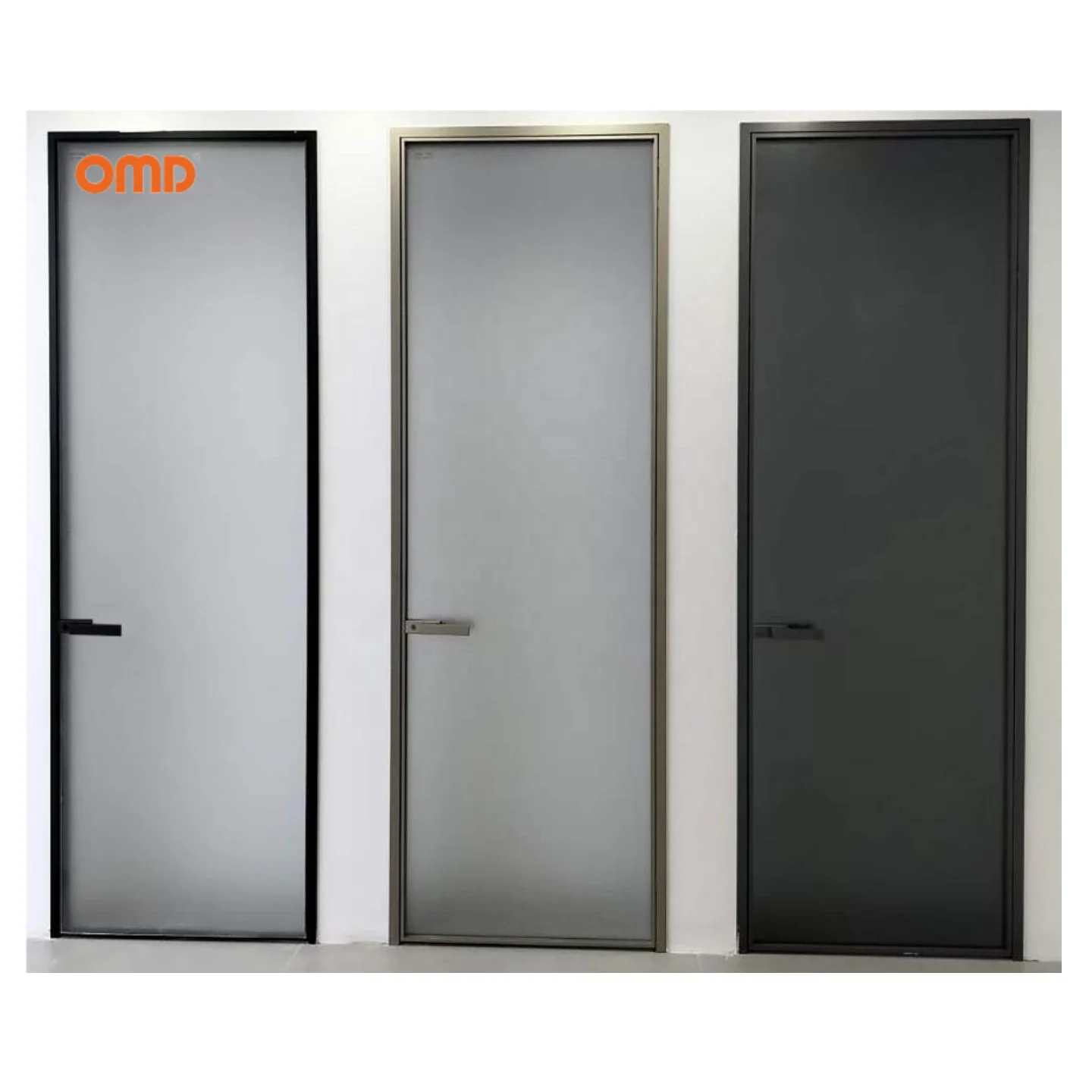 Modern Bathroom Aluminum Slim Frame Casement Doors Customized Single Double Glass Narrow Border Fixed Glass Swing Doors
