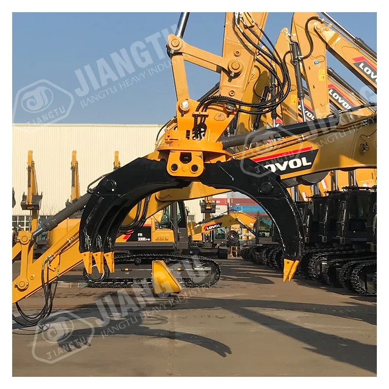 excavator attachments rotating wood grapple