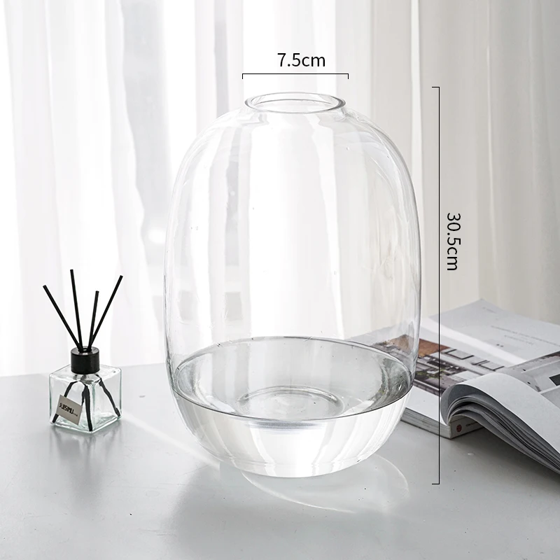 Unique Shaped  Clear colored glass Flower vases Cheap Tall Cylinder Glass & Crystal Transparent Acrylic Vases for decor