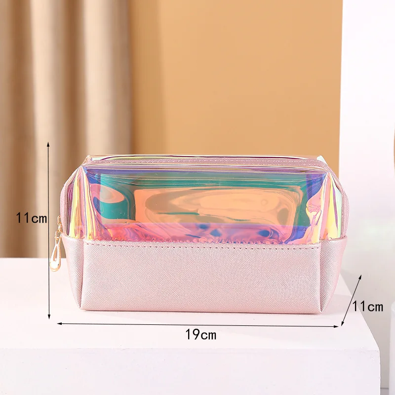 Laser Cosmetic Bags 4 Pieces Set Women Makeup Brush Case Transparent Beauty Pouch Make-Up Bag