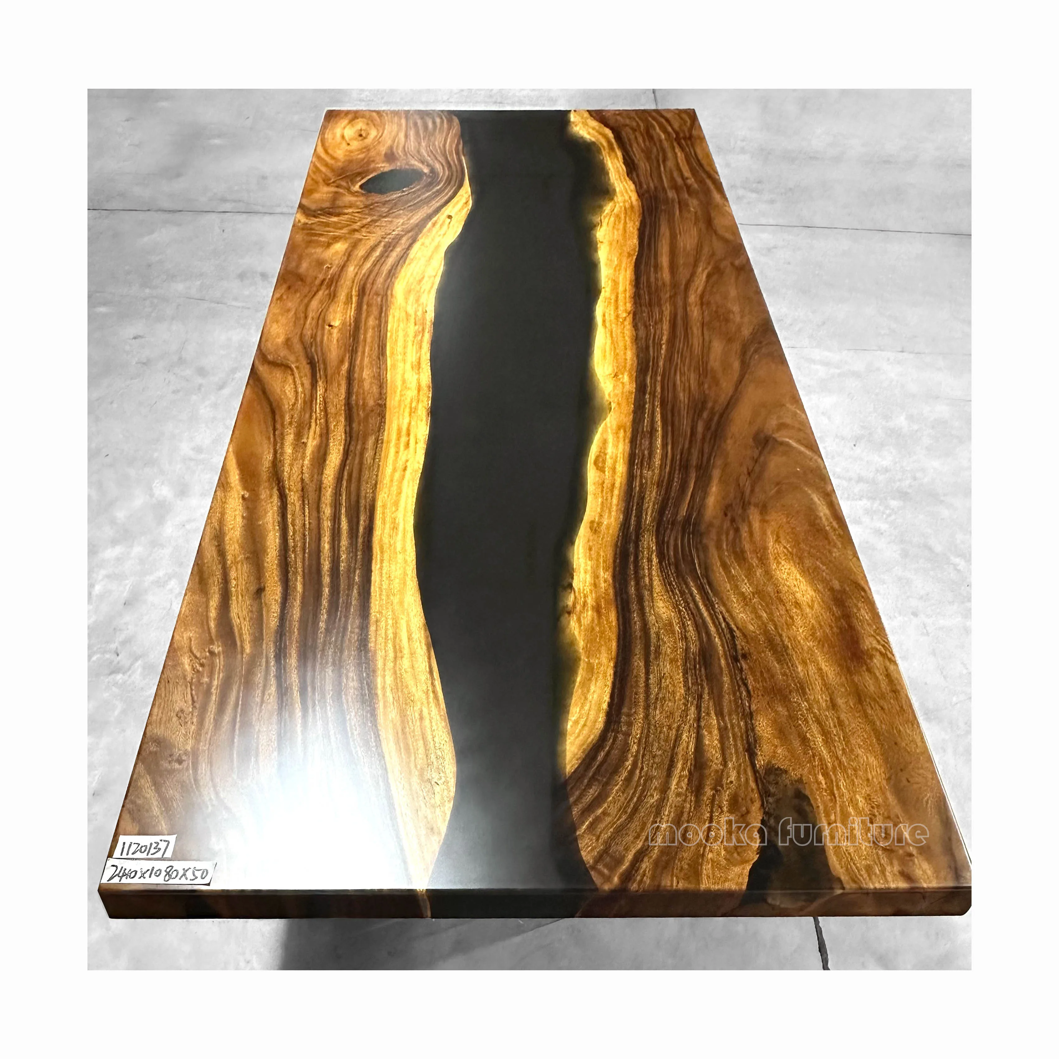 Kitchen furniture matt finish epoxy table top live edge wood slabs river table