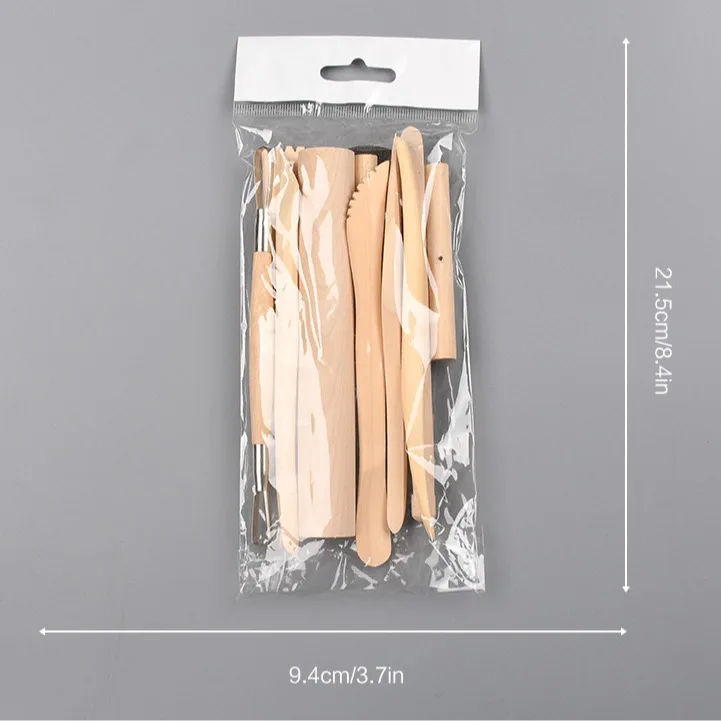 Ceramic clay sculpture wood tools 10-piece set of billet trimming clay sculpture multi-functional engraving ceramic tools