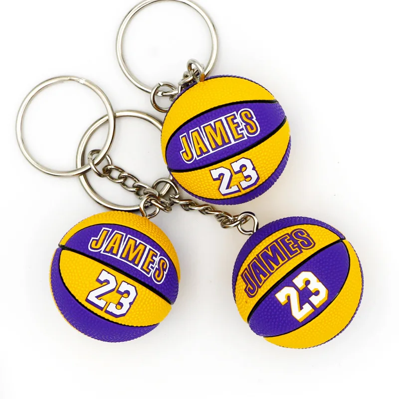 High quality Dekai Rubber PU basketball club Hot Stamping logo 3D Mini ball keychain pendant fan supplies sports creative gift