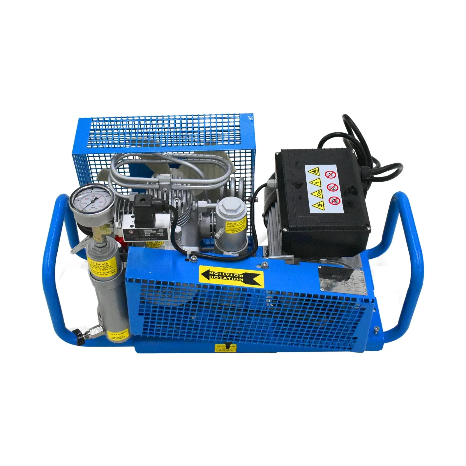 Manual Stop 100LPM 300bar 4500psi High Pressure 110V 220V 380V Air Compressor for Scuba Diving