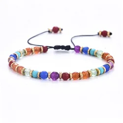 2021 Boho Wholesale 12 Sodiac Colorful Beads Adjustable Bracelet Spacer Bead 4mm Natural Stone Beads Braided Bracelet