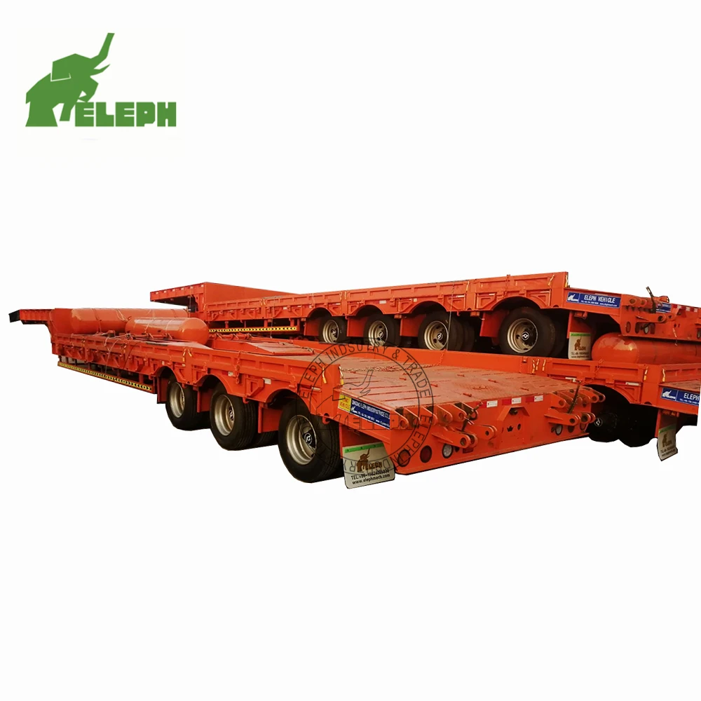 4 оси Heavy Duty усиленный низкорамный полуприцеп грузовика 80 тонный