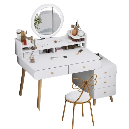Corner Makeup Dressing Table With Hollywood Mirror With Mirror White For Kids Girl