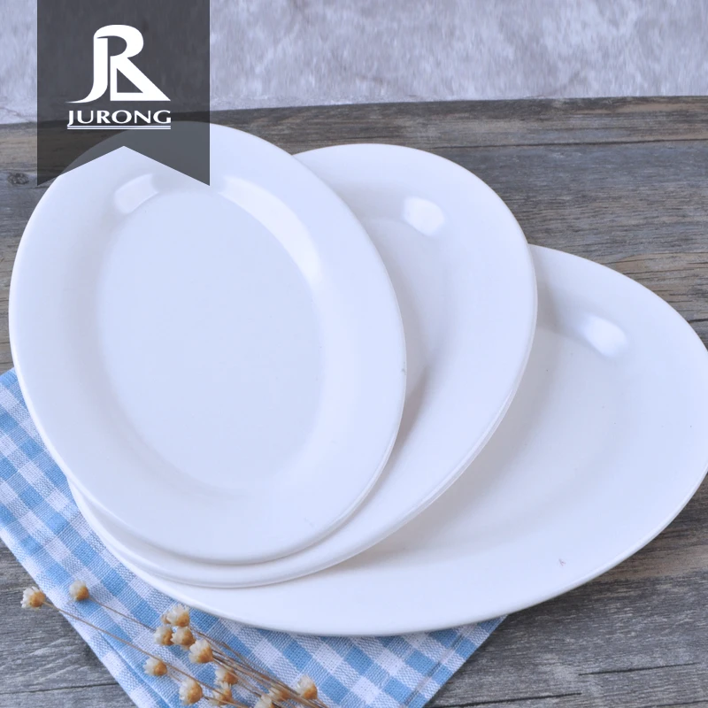 Wholesale white buffet serving dish plastic charger dinner melamine restaurant oval plate