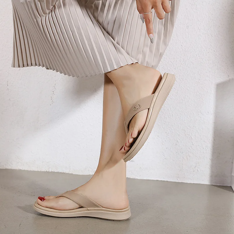 Woman Quick Surf Reflexology Outdoor Coastal Beach Leisure  Wedge Flip Flops For Wedding Guests