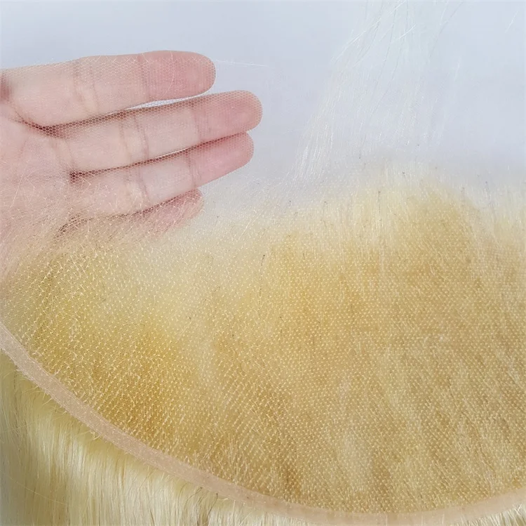 Highknight 13x6 613 Transparent HD Lace Frontal Brazilian Straight Human Hair Blonde Color 13x4 613 HD Frontal with Bundles