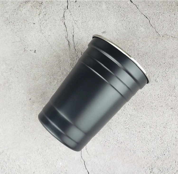 Reusable BPA free 500ml 16oz red matte black party mugs stacking beer tumbler cups stainless steel