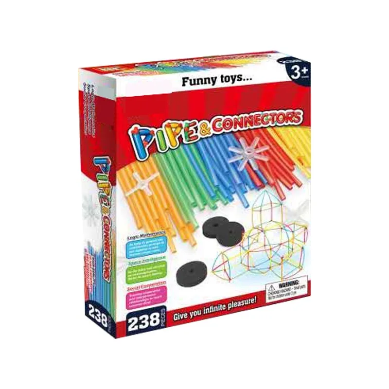 High quality diy educational game plastic pipe connector small straw building blocks toys for sale