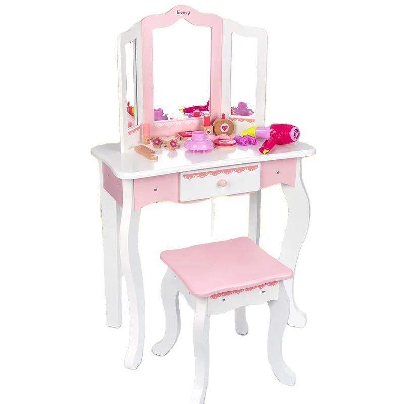 2021 new launched cheap kids bedroom sets play house toys dressing table indoor