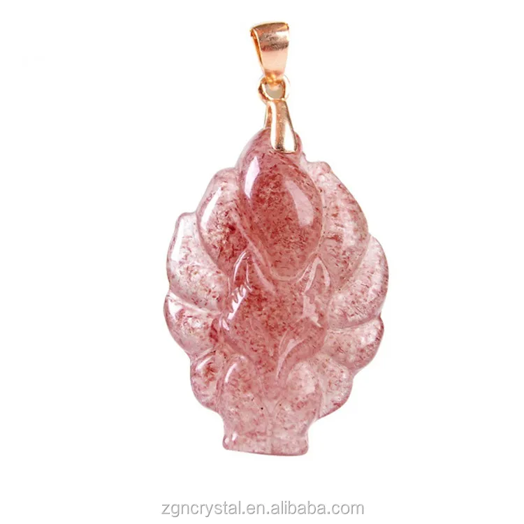 Bulk wholesale high quality beautiful strawberry crystal nine tails fox pendant for necklace