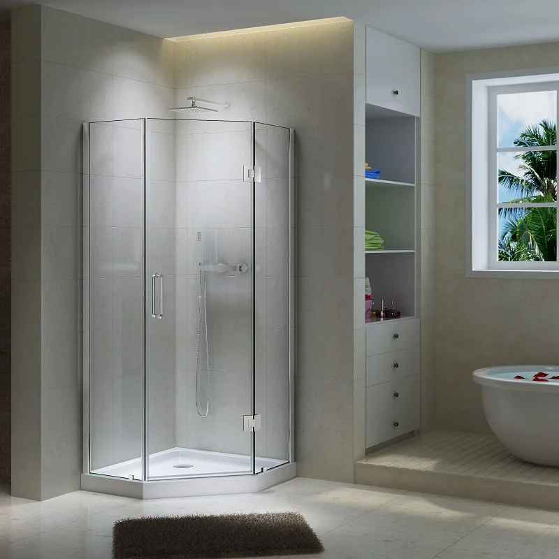 New Hinged Neo Angle Bath Shower Enclosure Frameless Sliding Door Shower Room Shower Cabin For Bathroom