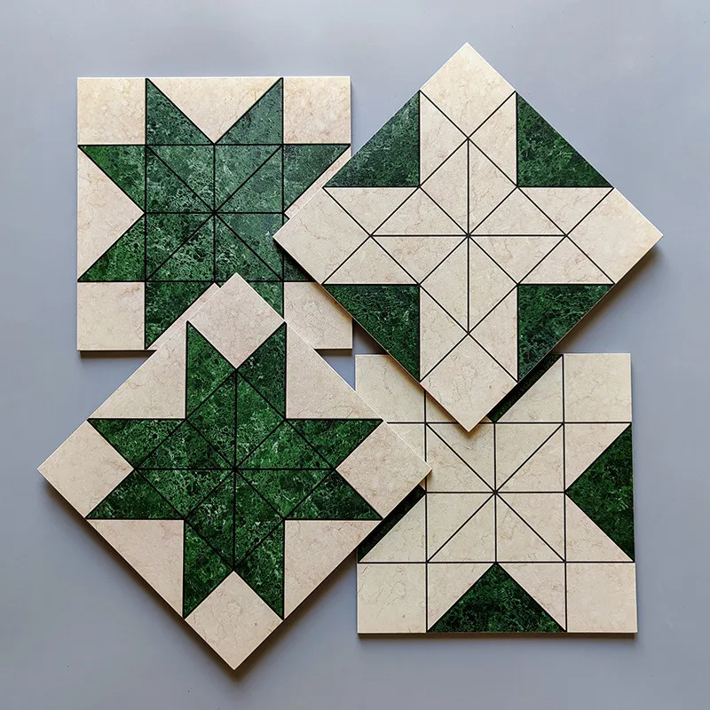 New mosaic tile 300X300 dark green marble pattern tile homestay balcony floor tile