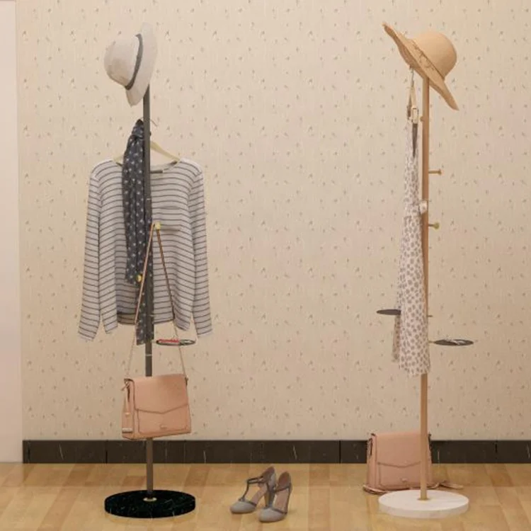 
Tree shape metal with wood color marble base coat rack clothes rack stand 