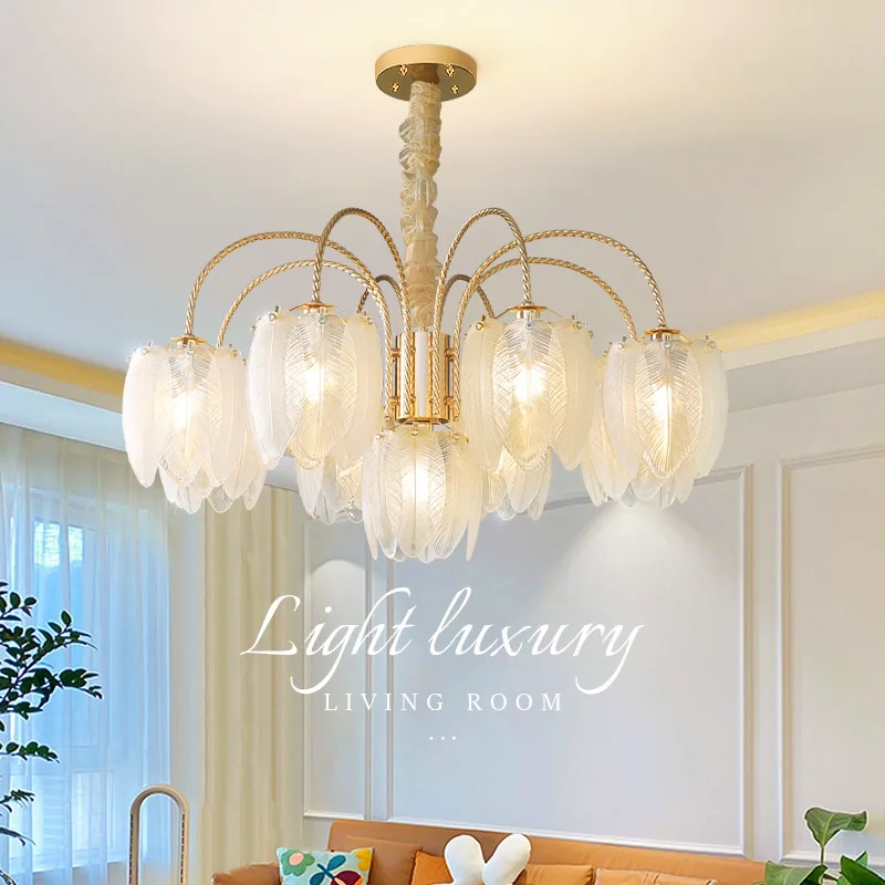 Arabic latest style home decor leaf pendant light artistic gold hanging lamp hotel bedroom modern luxury glass chandelier
