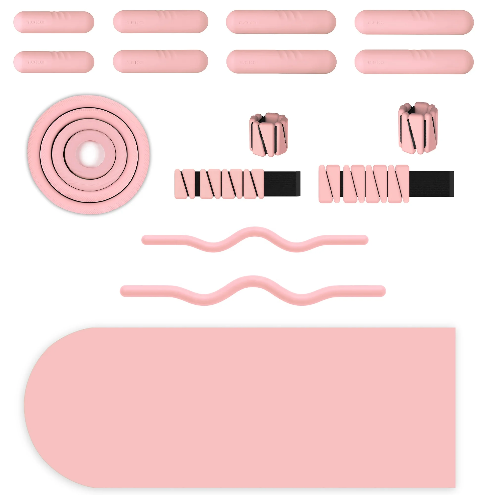 OEM Silicone Dumbbel Home Gym Fitness Set Yoga Pilates Accessories Silicone Dumbbell Yoga Beam Power Ring Yoga Mat