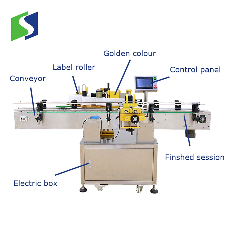 Full Automatic Round Bottle Labeling Machine / Sticker Self Adhesive  Labeling Machine for round can