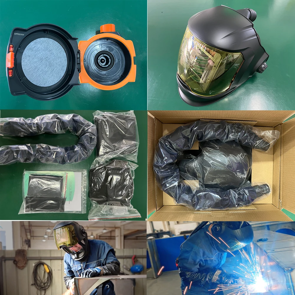 New Type Battery Powered Long Tube Hood Air Purifying Breathing Protection Respirator with gas mask