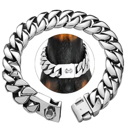 Pet Training Dog Chain luxury stainless steel metal pet collar cuban link gold dog chain with Buckle