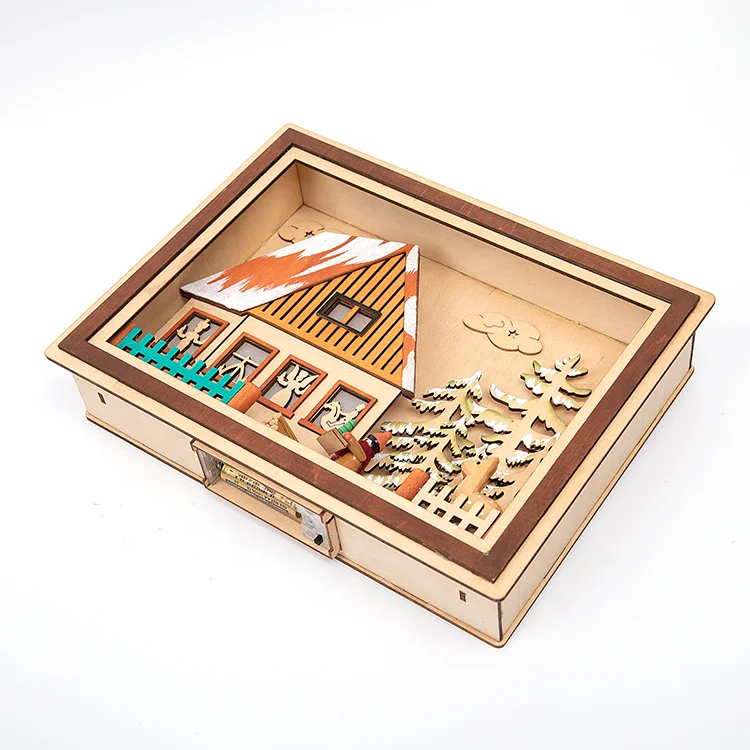 Оптовая продажа с фабрики, домашние рождественские украшения, светодиодное освещение, деревянные деревенские дома