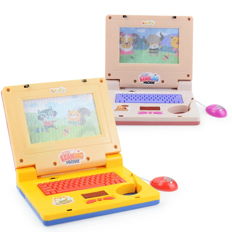 Mini Simulation Notebook Light Music Cartoon Computer Childhood Education Machine Toy Laptops Learning Machine With Keyboard