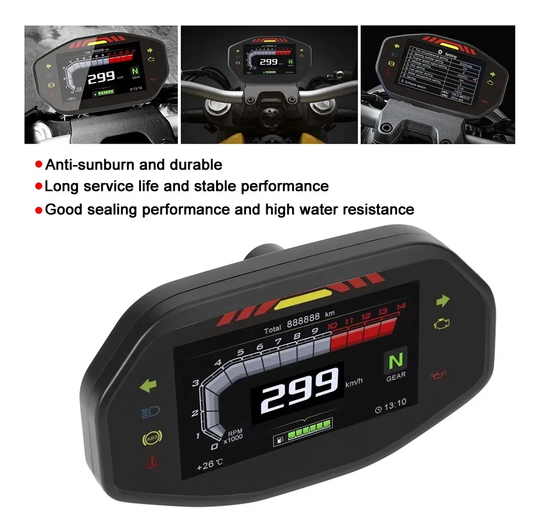 Universal Motorcycle LCD Digital Speedometer TFT 6 Gear Backlight Motorcycle Odometer For 2 4 Cylinders Motorcycle Meter