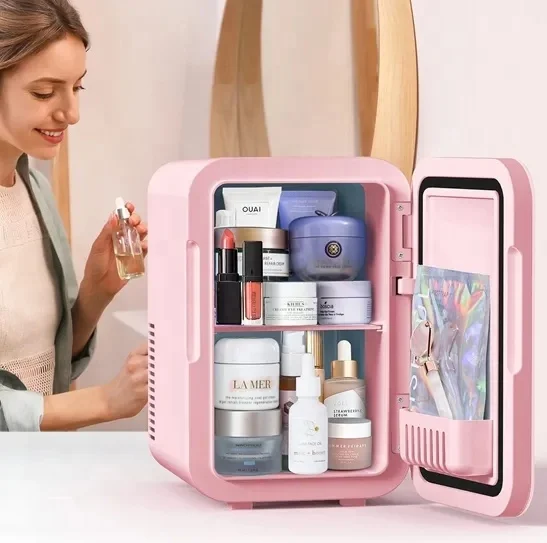 6L 12V 220V 110V Portable pink Beauty Fridge With Heat And Cool Skincare Cosmetic Fridge mini