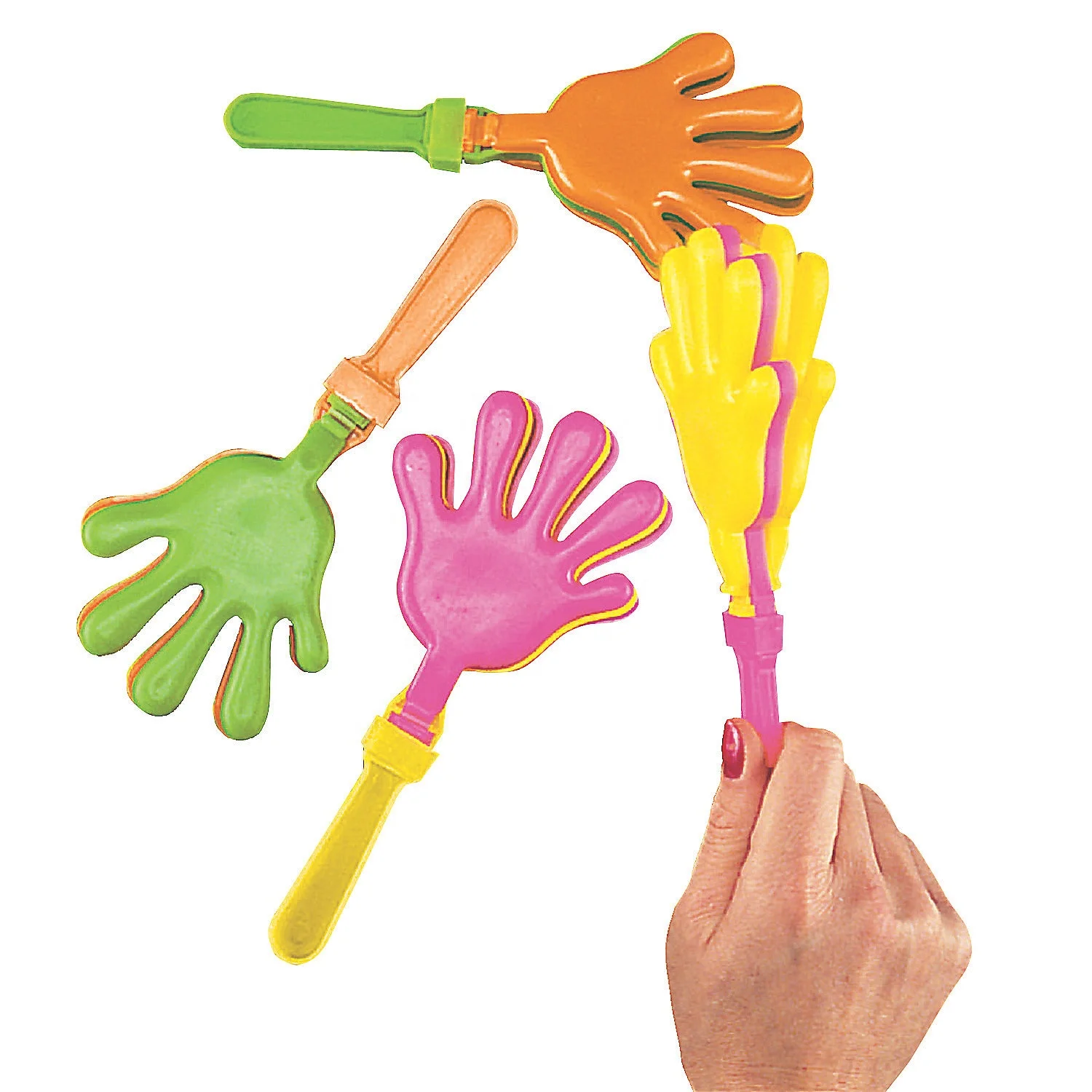 
Promotional 7.5 Inch Assorted Plastic Clapping Hands Customized Personalized Hand Clappers Noisemakers Colorful Hand Clackers 