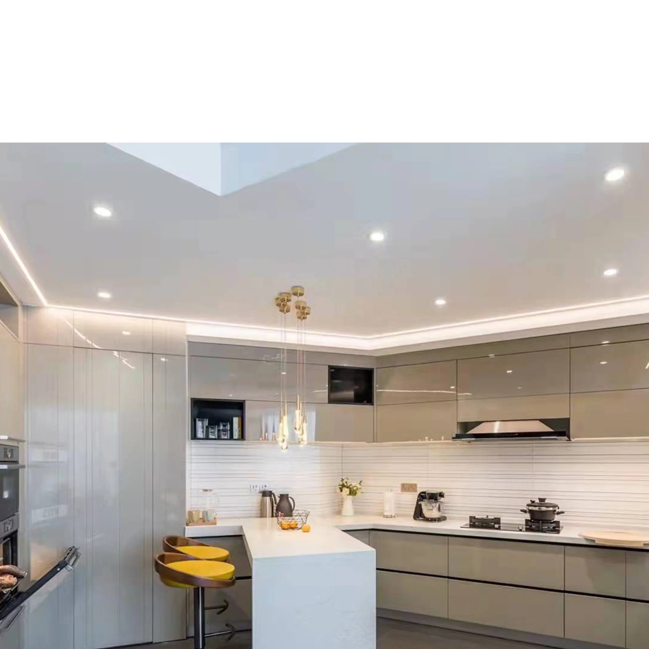 Custom design full kitchen cabinet set furniture classic white u shape wood modern kitchen cabinet with sink and island