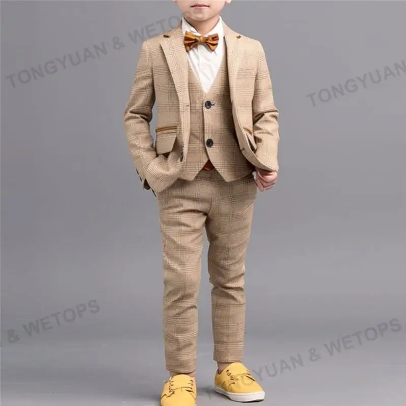 Custom Suits for Baby Boy Costume Cotton Suits Single Breasted Kids Blazers Boys Suits Set Formal Wedding Wear Children Clothing