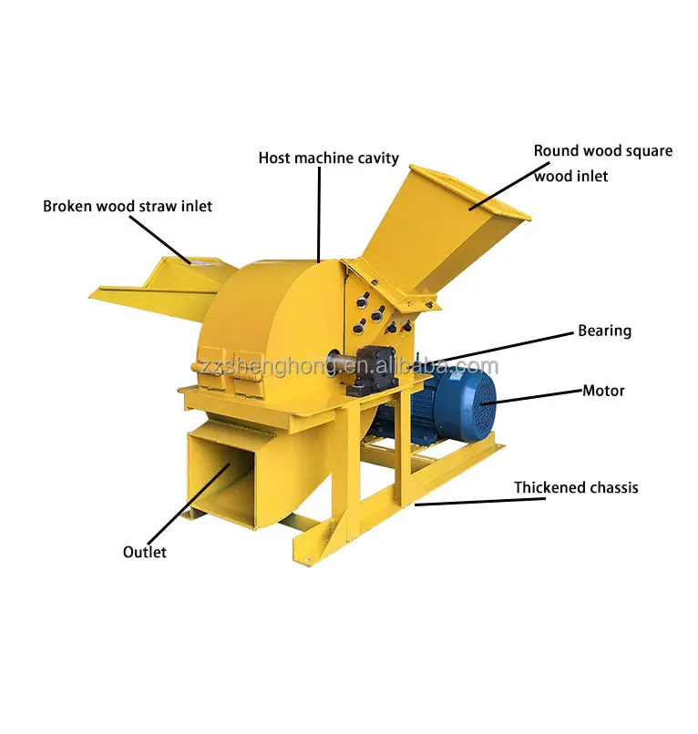 Diesel engine small branch garden waste wood grinder crusher machine for