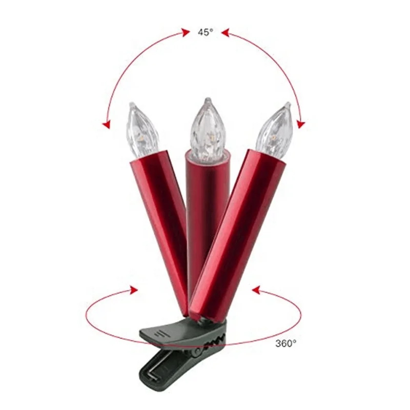 Classic Battery Operated Clip-on Tree Candles Remote Control Wireless Christmas LED Candle Light for Decoration