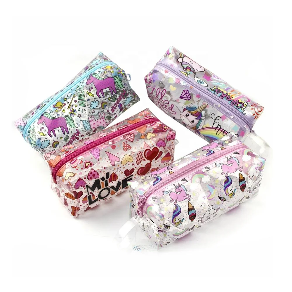 Large capacity stationery bag and transparent Unicorn cute pencil case for students