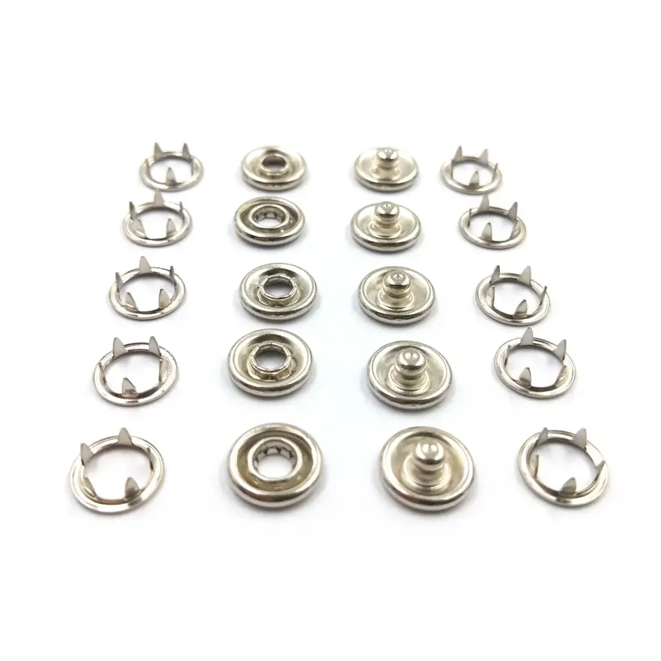 High Quality Brass 4 Parts Press Studs No Sewing Snaps Fasteners Open Ring Metal Prong Snap Button For Clothing
