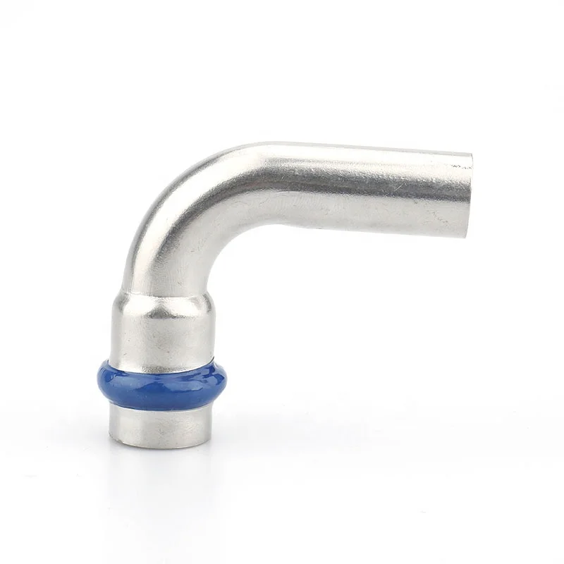 China Factory DVGW W534 1.4301 Stainless Steel V profile 90 Degree Bend Pipe Press Fitting