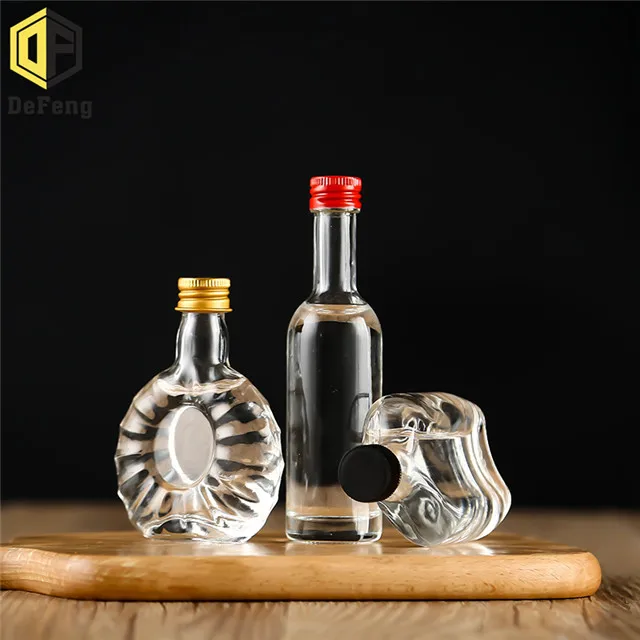 Empty 50ml glass spirit bottle liquor gin whisky cocktail wine vodka small mini glass bottle with screw cap