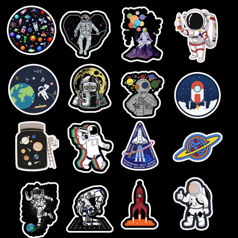 50pcs Spaceman Stickers Astronaut Waterproof Vinyl Decals for Water Bottles Laptop Car Luggage Cup Computer Mobile Phone Decor