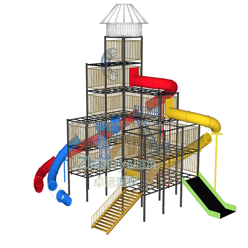 Manufacturer Supply Large Commercial Tube Slide Climbing Castle Multi-Function Outdoor Children Playground Equipment