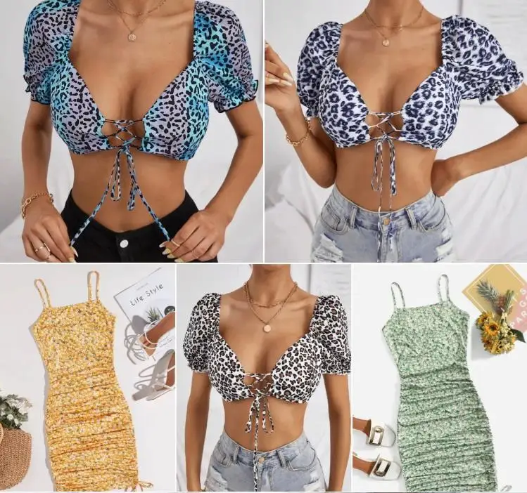 Hot Selling Multiple Styles Shein  Brand Women Casual Dresses shirt Discount Apparel Stock Clothes in bulk