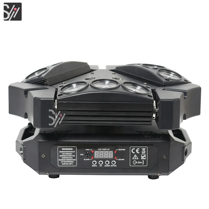 DMX512 диско-огни для вечеринки светодиодный паук-луч мини 9 шт. вращающаяся головка RGB