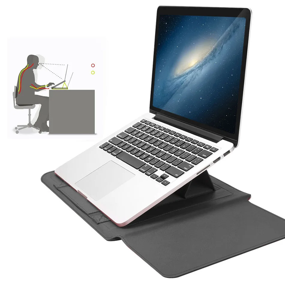 
OEM 4 in 1 PU Leather Bag + Power Case + Cable Tie + Mouse Cover Laptop Bag Women Waterproof Computer Bag for Macbook 