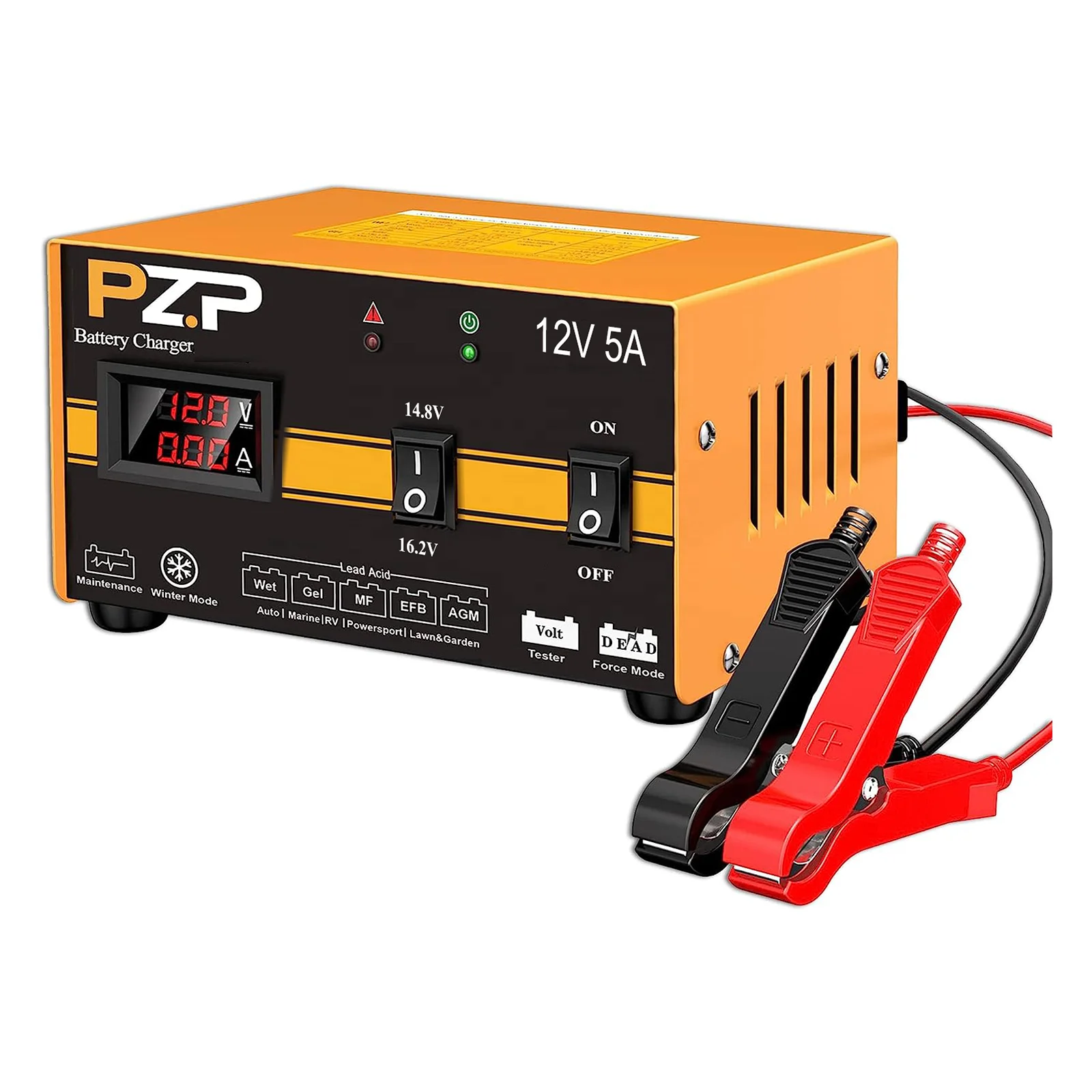 Portable Car Battery Charger 12V 5A Quick Charging Lead-acid Battery Maintainer Smart Digital Display Battery Charger