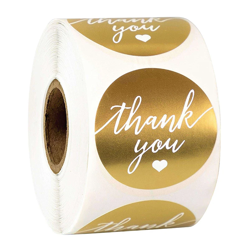 Paper Thank You U Label Sticker Roll for Your Order Stickers Custom Logo Big Sealing Brown Waterproof Vinyl Adhesive Sticker CMD
