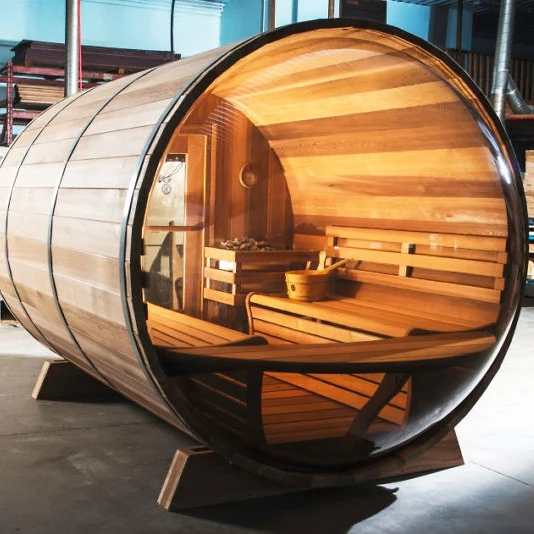 Panoramic View Barrel Sauna DIY Garden Wooden Barrel Sauna Room